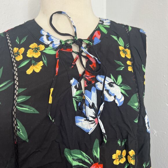 Old Navy Dress Womens Extra Large Floral Empire Waist Lace Up Sleeveless - Picture 5 of 13